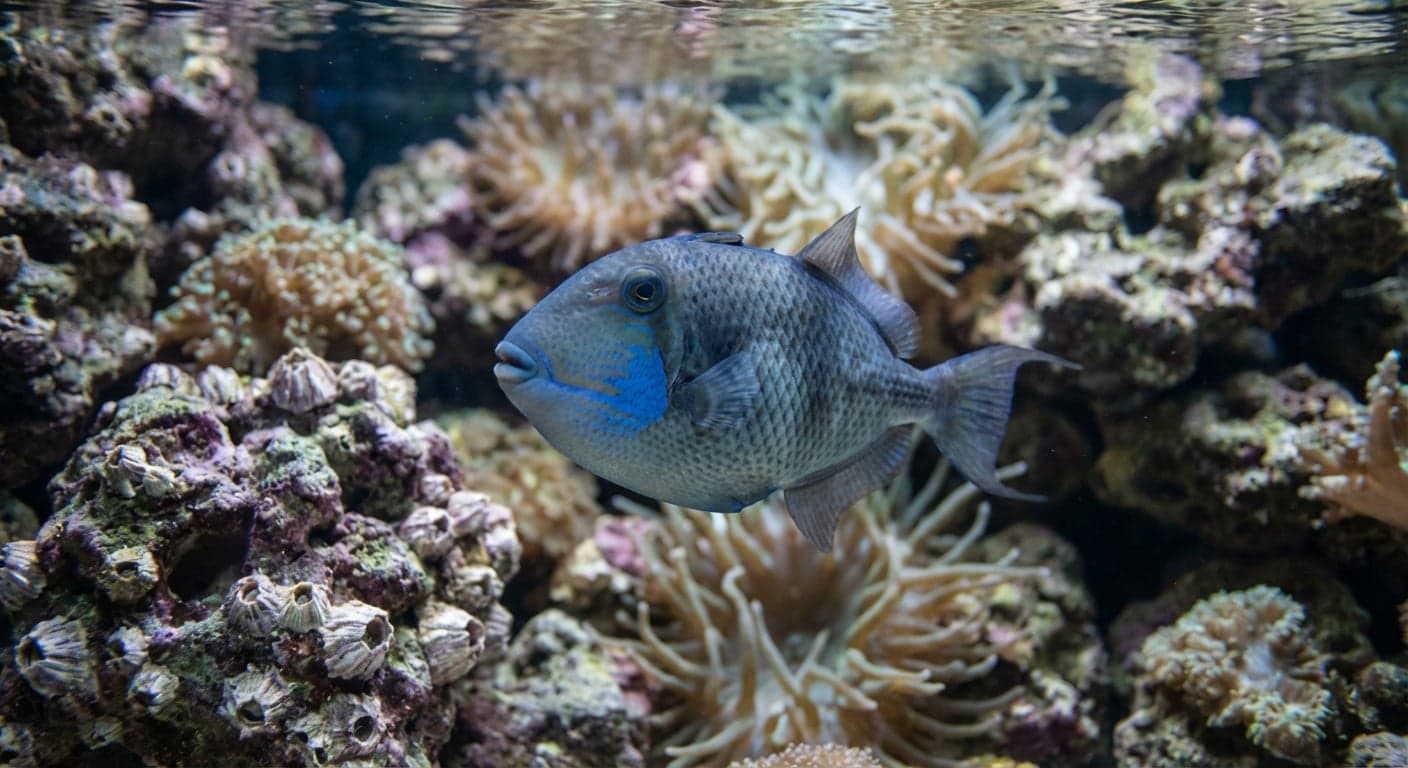 Poisson-licorne à gorge bleue