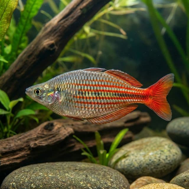 Hybride Melanotaenia x Glossolepis : Poisson arc-en-ciel croisé