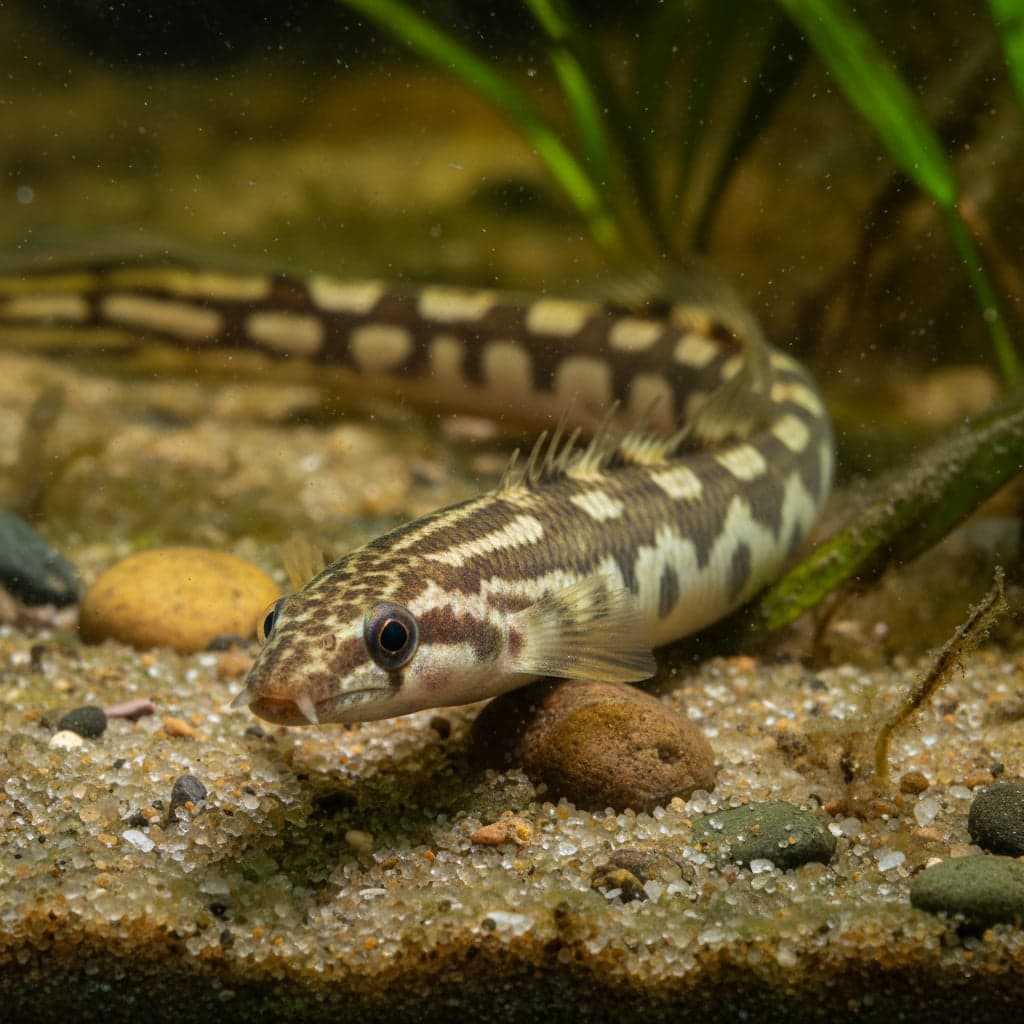 Anguille épineuse inférieure : Macrognathus aculeatus