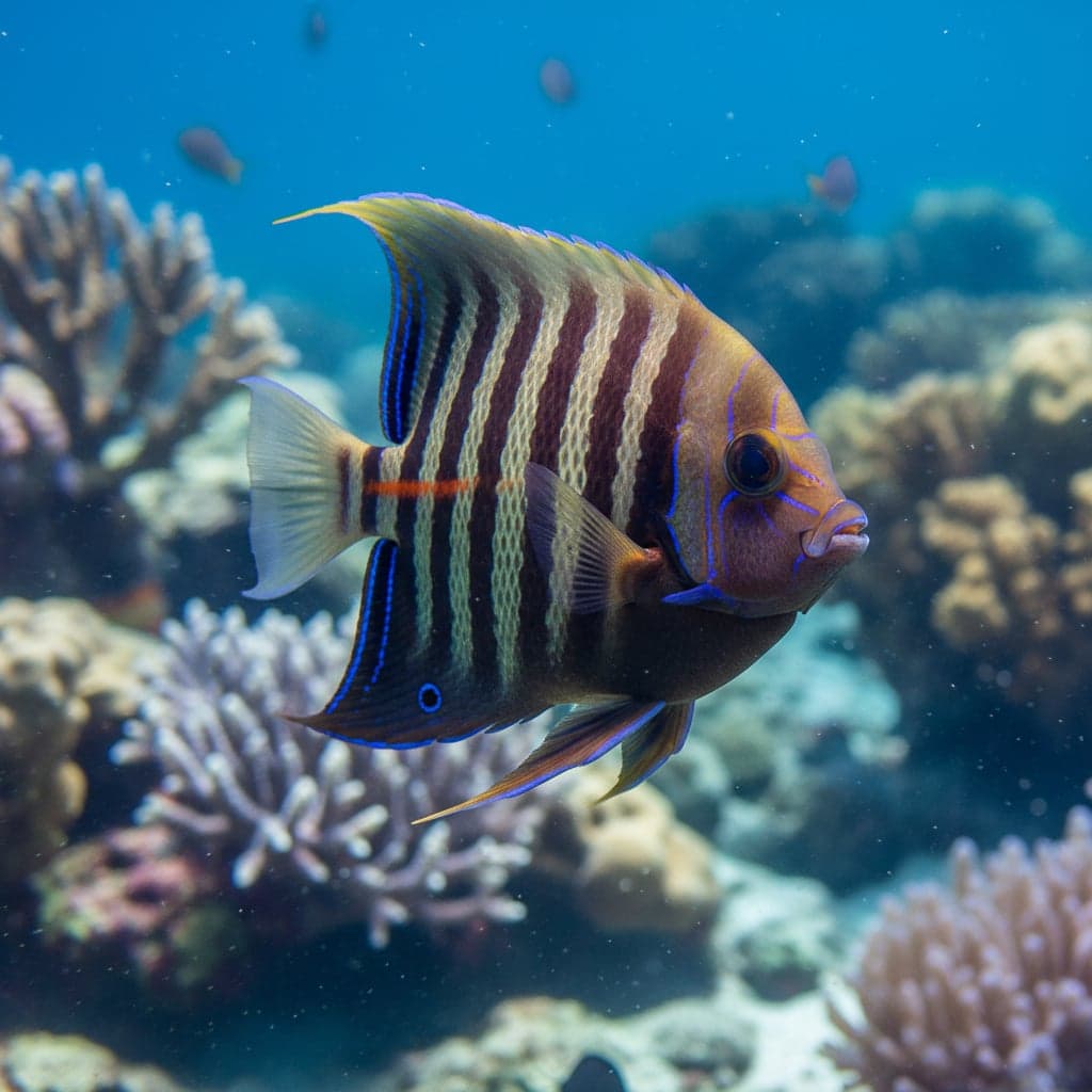 Poisson-ange à rayures rouges