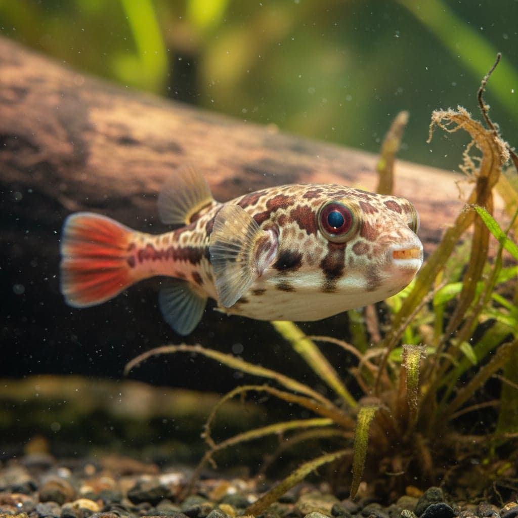 Red Tailed Red Eyed Puffer: Carinotetraodon irrubesco