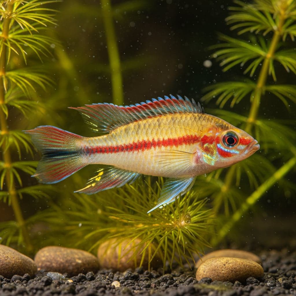Cichlidé nain à ligne rouge