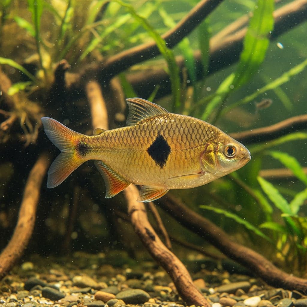 Rhombo Barb: Desmopuntius rhomboocellatus