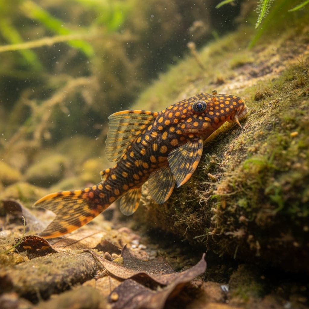 Pleco à couture orange tacheté L106