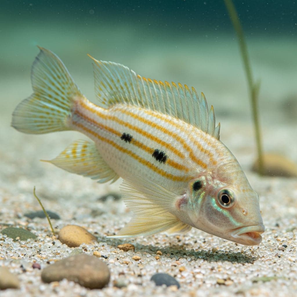Yellow Striped Orinoco Eartheater: Geophagus taeniopareius