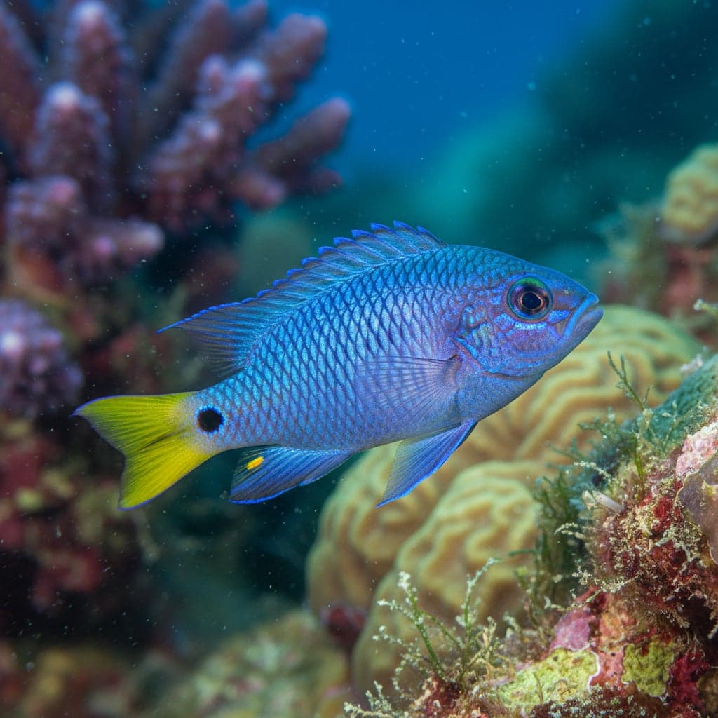 Yellow Tail Blue Damselfish