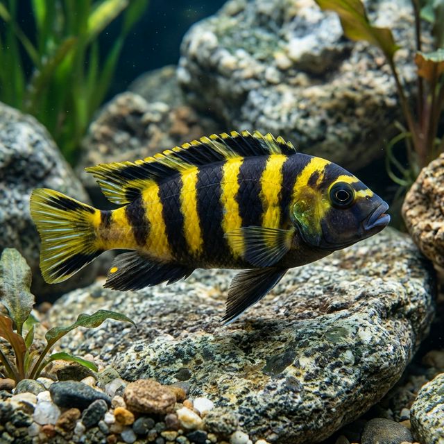 Bumblebee Cichlid: Pseudotropheus crabro