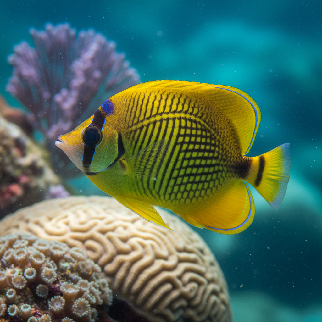 Latticed Butterflyfish: Chaetodon rafflesii