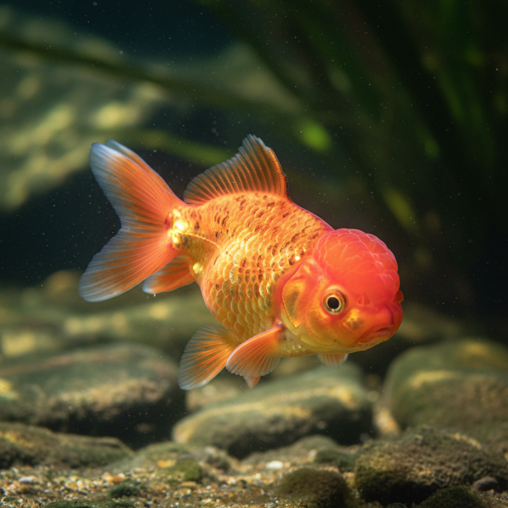 Lionhead Goldfish: Carassius auratus
