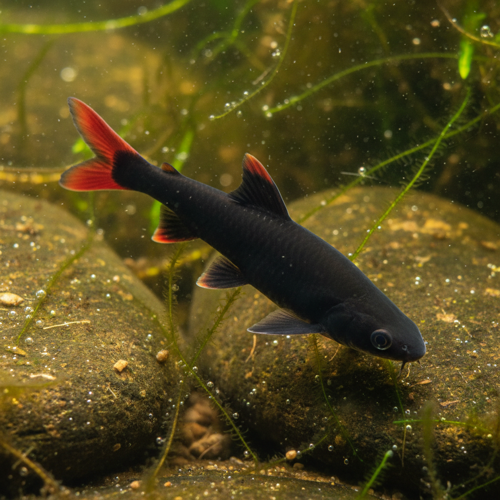 Red-tailed Black Shark: Epalzeorhynchos bicolor