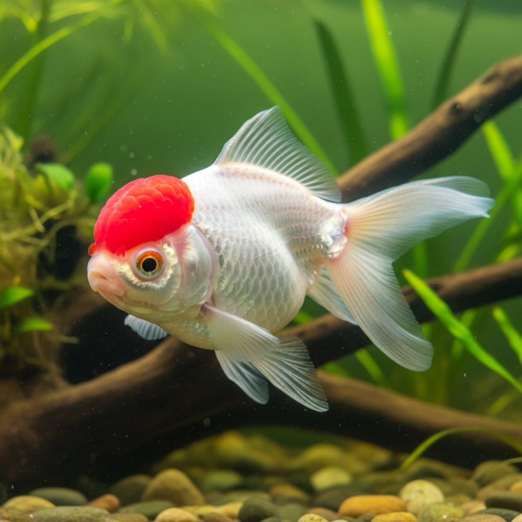 Carassius auratus 'Redcap Oranda': Oranda gorro rojo