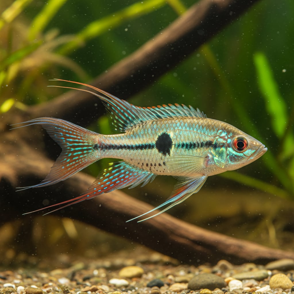 Acara de aletas filamentosas: Acarichthys heckelii