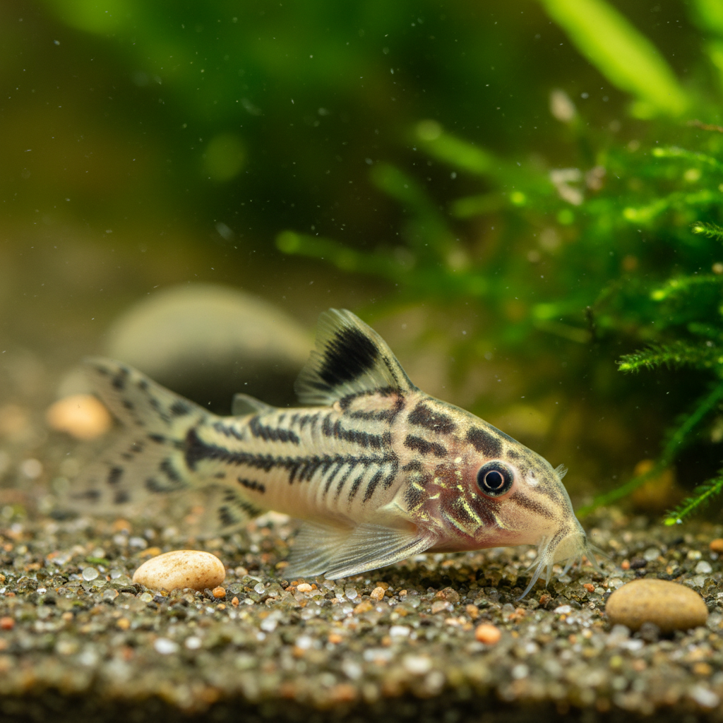 Three-lined Cory: Hoplisoma trilineatum